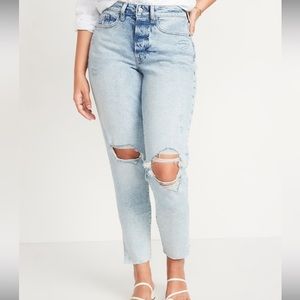 HIGH RISE Size 10 Ripped Jeans. Side-Split Ankle Jean.